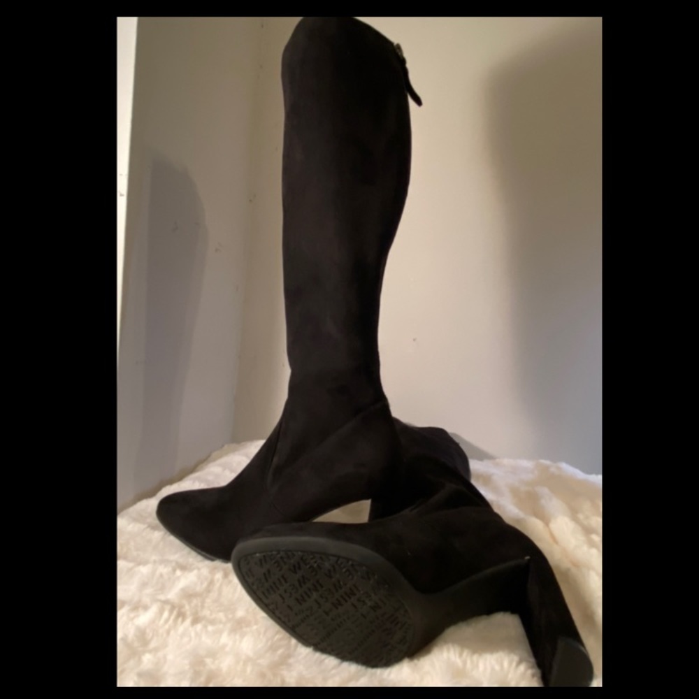 Nine West Knee High Boots Soft Black Suede with zip-up back - Never worn